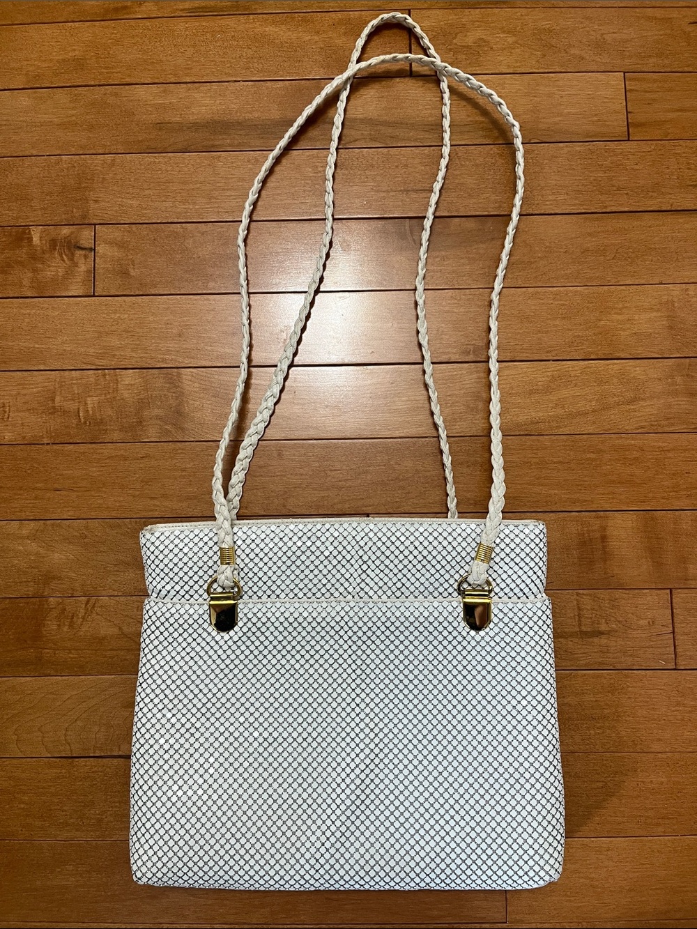 Vintage Women’s White Braided Strap Shoulder Bag